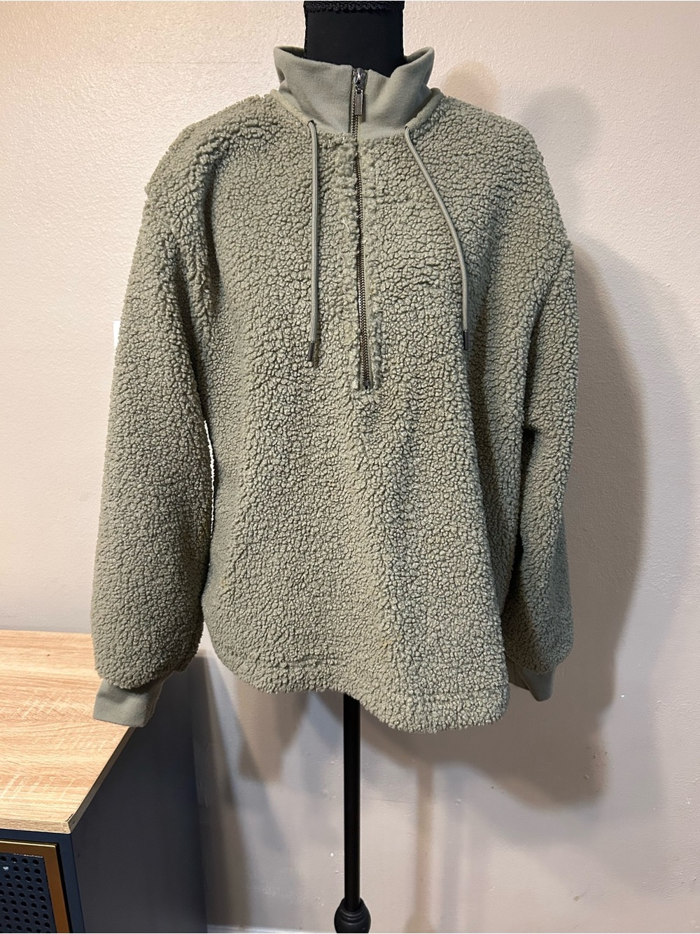 C&C California Women’s Large Sherpa Fleece Quarter Zip Pullover Sage Green